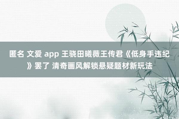 匿名 文爱 app 王骁田曦薇王传君《低身手违纪》罢了 清奇画风解锁悬疑题材新玩法