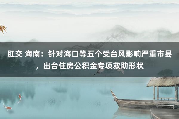 肛交 海南：针对海口等五个受台风影响严重市县，出台住房公积金专项救助形状