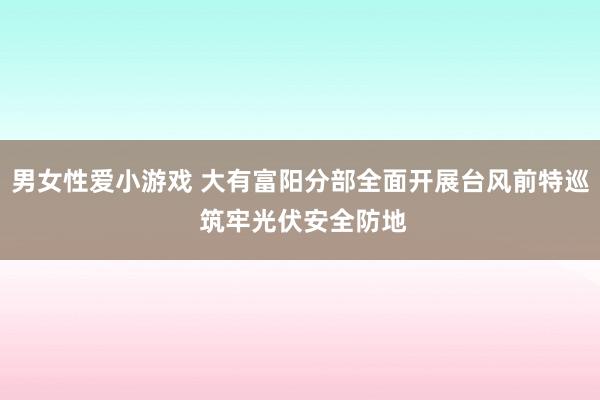 男女性爱小游戏 大有富阳分部全面开展台风前特巡 筑牢光伏安全防地