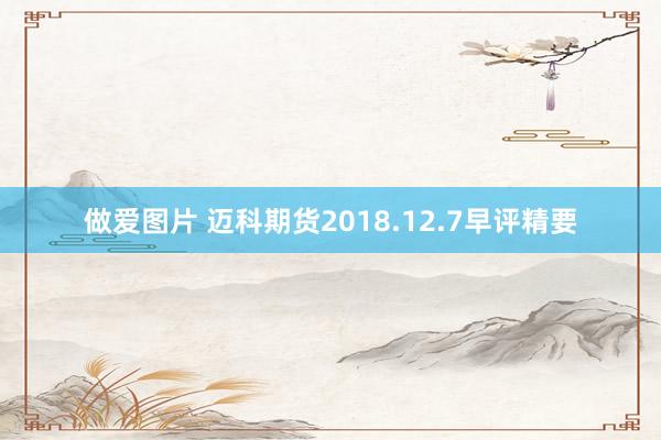 做爱图片 迈科期货2018.12.7早评精要