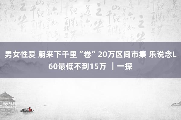 男女性爱 蔚来下千里“卷”20万区间市集 乐说念L60最低不到15万 ｜一探