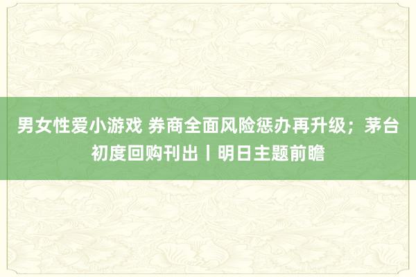 男女性爱小游戏 券商全面风险惩办再升级；茅台初度回购刊出丨明日主题前瞻