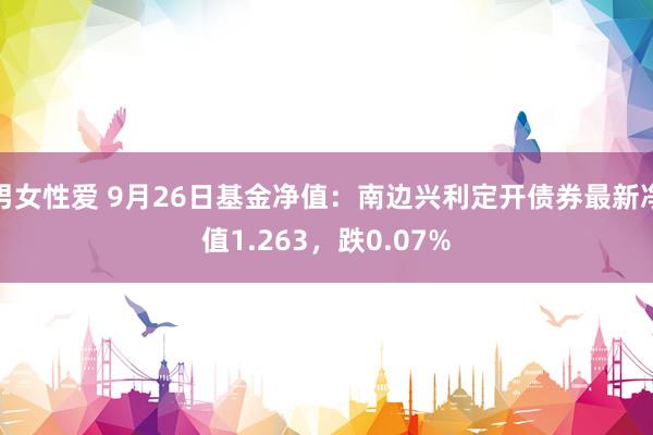 男女性爱 9月26日基金净值：南边兴利定开债券最新净值1.263，跌0.07%