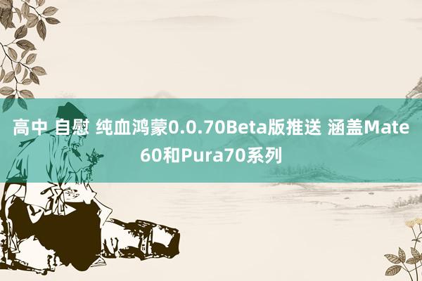 高中 自慰 纯血鸿蒙0.0.70Beta版推送 涵盖Mate60和Pura70系列