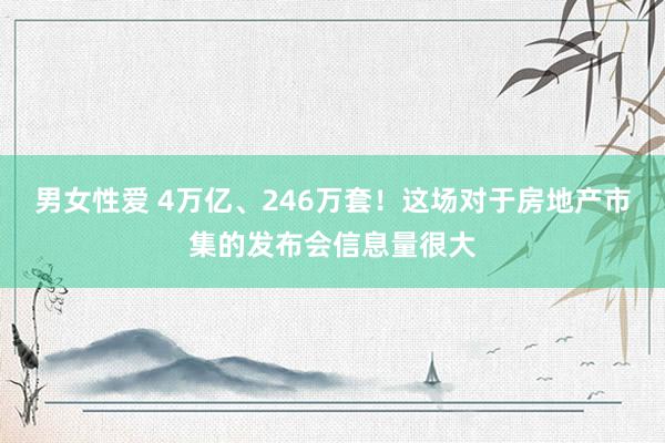 男女性爱 4万亿、246万套！这场对于房地产市集的发布会信息量很大