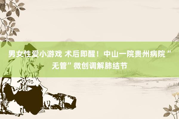 男女性爱小游戏 术后即醒！中山一院贵州病院“无管”微创调解肺结节