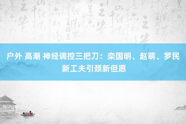 户外 高潮 神经调控三把刀：栾国明、赵萌、罗民 新工夫引颈新但愿