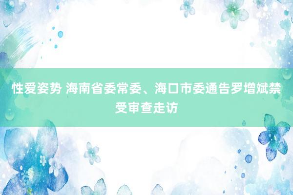 性爱姿势 海南省委常委、海口市委通告罗增斌禁受审查走访