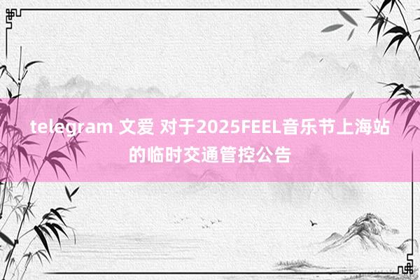 telegram 文爱 对于2025FEEL音乐节上海站的临时交通管控公告