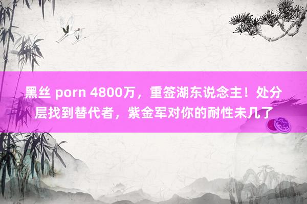 黑丝 porn 4800万，重签湖东说念主！处分层找到替代者，紫金军对你的耐性未几了